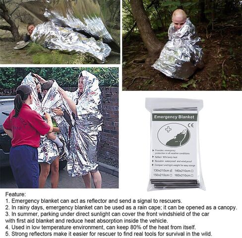 Emergency Mylar Blankets(62"x82"), Large Thermal Blankets for Outdoor, Hiking, Camping, Survival, Bug Out Bag, Silver in Saudi Arabia