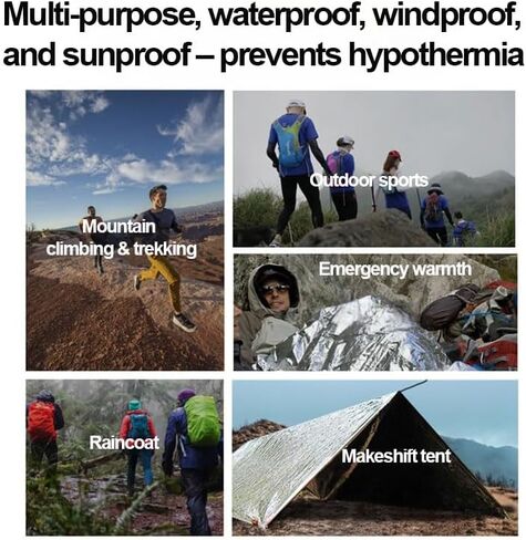 Emergency Mylar Blankets(62"x82"), Large Thermal Blankets for Outdoor, Hiking, Camping, Survival, Bug Out Bag, Silver in Saudi Arabia
