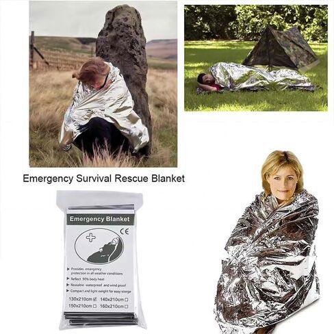 Emergency Mylar Blankets(62"x82"), Large Thermal Blankets for Outdoor, Hiking, Camping, Survival, Bug Out Bag, Silver in Saudi Arabia