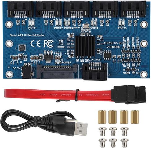 Yctze 3.0 1 to 5 Ports Hard Disk Adapter Converter with 6Gbps Interface, Multiplier Riser Support PM, Expansion Card for Port Multiplier in Saudi Arabia