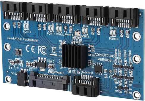 Yctze 3.0 1 to 5 Ports Hard Disk Adapter Converter with 6Gbps Interface, Multiplier Riser Support PM, Expansion Card for Port Multiplier in Saudi Arabia