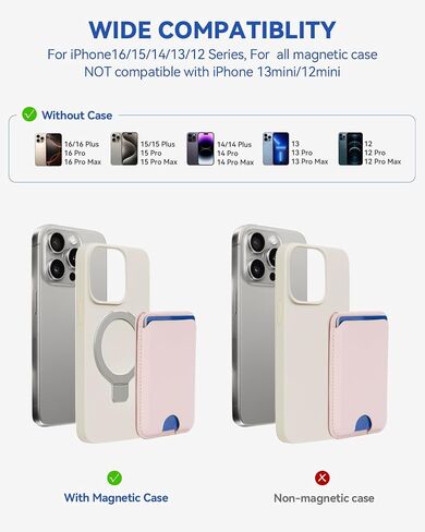 BOSTANTEN for MagSafe Wallet with Stand, Magnetic Wallet for iPhone 16/15/14/13/12 Pro Max Plus, Leather Minimalist Magnetic Phone Wallets Phone Card Holder Fit 4 Cards, Pink in Saudi Arabia