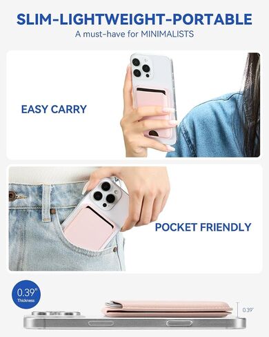 BOSTANTEN for MagSafe Wallet with Stand, Magnetic Wallet for iPhone 16/15/14/13/12 Pro Max Plus, Leather Minimalist Magnetic Phone Wallets Phone Card Holder Fit 4 Cards, Pink in Saudi Arabia