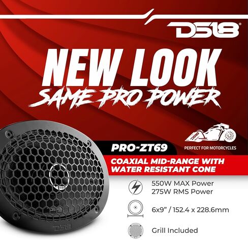 DS18 2X PRO-ZT69 6x9 بوصة 2 Way Pro Audio Midio Medio Medio مع مكبرات الصوت المدمجة في الرصاص ، 4 أوهام ، 550 واط كحد أقصى ، 275W RMS-شواية Mesh Mesh Black Mesh (2 مكبرات صوت) in Saudi Arabia