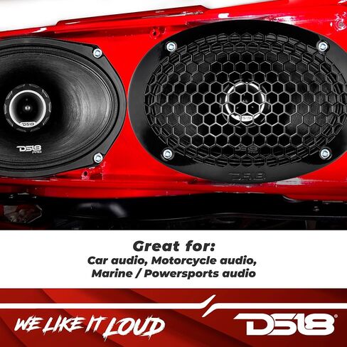 DS18 2X PRO-ZT69 6x9 بوصة 2 Way Pro Audio Midio Medio Medio مع مكبرات الصوت المدمجة في الرصاص ، 4 أوهام ، 550 واط كحد أقصى ، 275W RMS-شواية Mesh Mesh Black Mesh (2 مكبرات صوت) in Saudi Arabia
