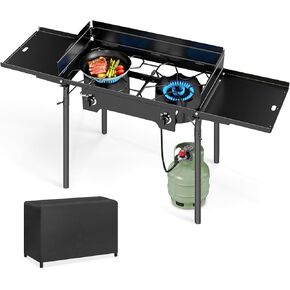 2250،00 BTU 3 موقد بروبان في الهواء الطلق مع الطاولات الجانبية للزجاج الأمامي والطي ، وموقد التخييم الثقيل لشواء الفناء الخلفي ، والذوبان والطبخ RV in Kuwait