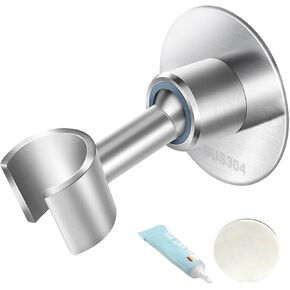Shower Head Holder 360° Adjustable Handheld Bathroom Shower Head Bracket SUS304 Stainless Steel Wall Mount Shower Spray Holder No Drill Adhesive Mount Handheld Shower Head Holder Brushed Finish in Saudi Arabia