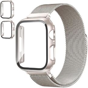 Magnetic Band and Case for Apple Watch Band 40mm 41mm 42mm 44mm 45mm 46mm Women/Men, Stainless Steel Milanese Loop Strap, Full Protective Cover for iWatch SE Series 11/10/9/8/7/6/5/4 in Saudi Arabia