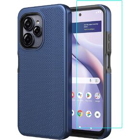 for Blu View Speed Ultra 5G B1660V Phone Case with Screen Protector Black | Dual Layer Heavy Duty Military Grade Shockproof Corner Cover for Blu View Speed Ultra in Saudi Arabia