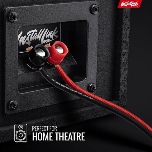 Install Link 14 AWG Gauge Speaker Wire (100 Feet) Car or Home Theater (OFC) | Pure OFC Copper, 14/2 Speaker Cable, 2-Conductor, Frosted Red/Black, Easy Strip, Polarity ID, for Car Audio & Home Stereo in Kuwait