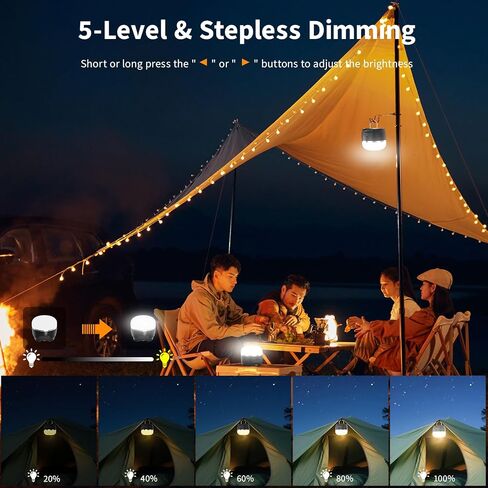 Rechargeable Camping Lantern 8000mAh, Portable RGB Hanging Lights Magnetic Base, Waterproof LED Tent Lights for Camping, Hurricane, Hiking, Home Emergencies, Outdoor Party - Black in Saudi Arabia
