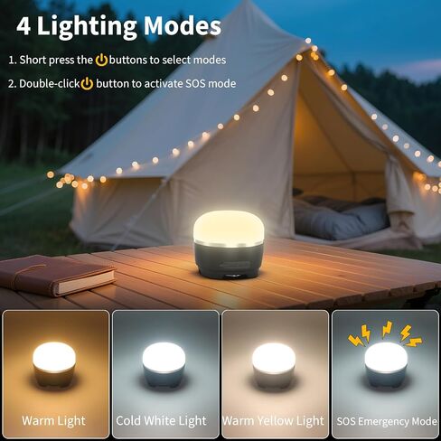 Rechargeable Camping Lantern 8000mAh, Portable RGB Hanging Lights Magnetic Base, Waterproof LED Tent Lights for Camping, Hurricane, Hiking, Home Emergencies, Outdoor Party - Black in Saudi Arabia