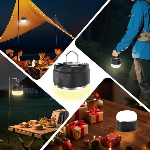Rechargeable Camping Lantern 8000mAh, Portable RGB Hanging Lights Magnetic Base, Waterproof LED Tent Lights for Camping, Hurricane, Hiking, Home Emergencies, Outdoor Party - Black in Saudi Arabia