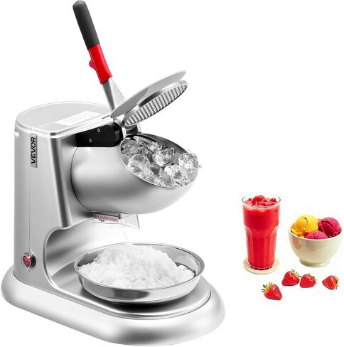VEVOR Ice Crusher Machine, 220lbs Per Hour Electric 4 Blades Snow Cone Maker, Stainless Steel Shaved Ice Machine with Bowl and Cover, 300W 1400RPM Ice-Shaver for Home and Commercial Use, Blue in Saudi Arabia