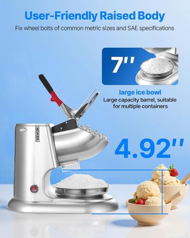 VEVOR Ice Crusher Machine, 220lbs Per Hour Electric 4 Blades Snow Cone Maker, Stainless Steel Shaved Ice Machine with Bowl and Cover, 300W 1400RPM Ice-Shaver for Home and Commercial Use, Blue in Saudi Arabia