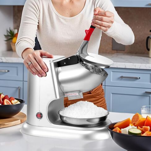 VEVOR Ice Crusher Machine, 220lbs Per Hour Electric 4 Blades Snow Cone Maker, Stainless Steel Shaved Ice Machine with Bowl and Cover, 300W 1400RPM Ice-Shaver for Home and Commercial Use, Blue in Saudi Arabia