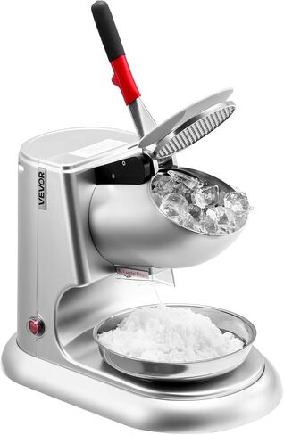VEVOR Ice Crusher Machine, 220lbs Per Hour Electric 4 Blades Snow Cone Maker, Stainless Steel Shaved Ice Machine with Bowl and Cover, 300W 1400RPM Ice-Shaver for Home and Commercial Use, Blue in Saudi Arabia