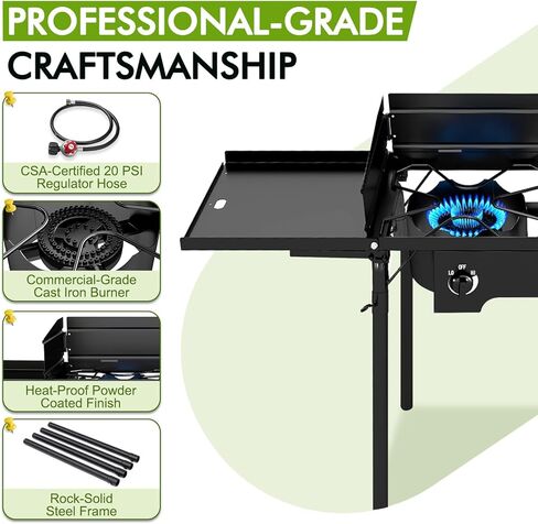 2250،00 BTU 3 موقد بروبان في الهواء الطلق مع الطاولات الجانبية للزجاج الأمامي والطي ، وموقد التخييم الثقيل لشواء الفناء الخلفي ، والذوبان والطبخ RV in Kuwait