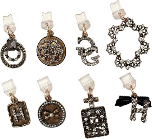 8PCS Charms for E-Reader/Cell Phone: Vintage Bling Dust Plug Charm Compatible with 4 PCS Type C/USB C Charging Port & 4PCS Lightning Port, Plug Cover Protectors for Book Lover Gift in Saudi Arabia