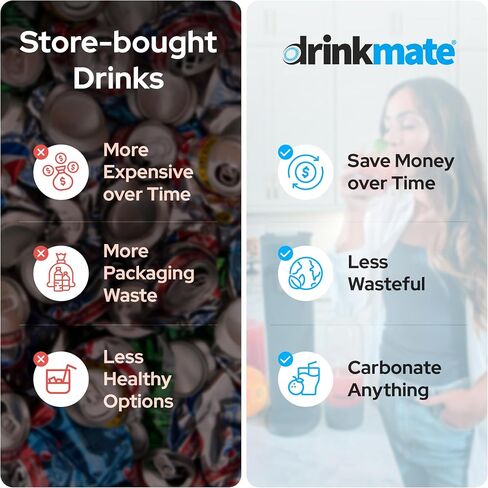 Drinkmate OmniFizz Sparkling Water Maker & Soda Streaming Machine | Carbonates Any Drink | PREMIUM KIT | Includes Four 60L CO2 Cartridges + One BPA-Free Bottle (Matte Black) in Saudi Arabia