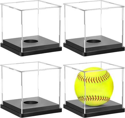 4PCS Softball Display Case Acrylic Clear Display Box Baseball Tennis Golf Protected Stand for Signed Memorabilia Large 12 Inch Sports Game Ball Storage Cube in Kuwait