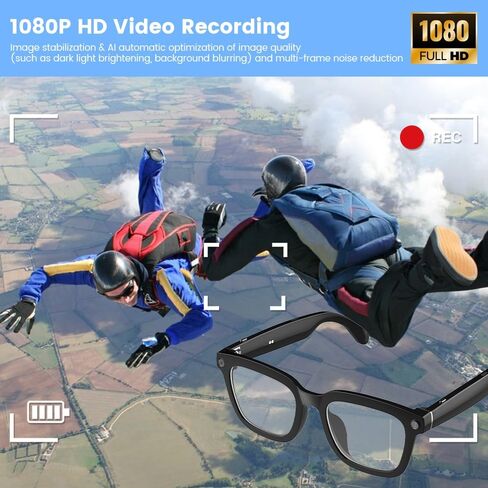 Ai Smart Glasses with Camera and Bluetooth Blue Light Blocking Smartglasses Sunglasses High-definition Shooting 2K 1080P Anti-Shake Video Recording Image Recognition Translation Voice Broadcast in Saudi Arabia