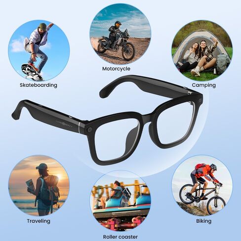 Ai Smart Glasses with Camera and Bluetooth Blue Light Blocking Smartglasses Sunglasses High-definition Shooting 2K 1080P Anti-Shake Video Recording Image Recognition Translation Voice Broadcast in Saudi Arabia