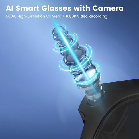 Ai Smart Glasses with Camera and Bluetooth Blue Light Blocking Smartglasses Sunglasses High-definition Shooting 2K 1080P Anti-Shake Video Recording Image Recognition Translation Voice Broadcast in Saudi Arabia