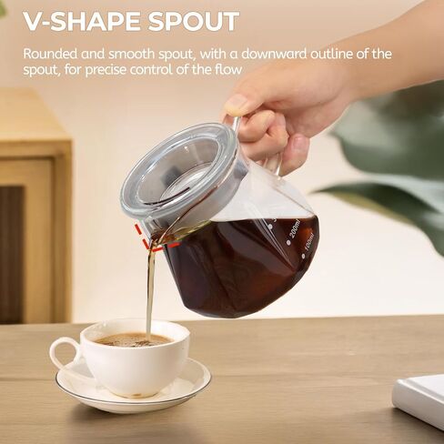 صب فوق صانع القهوة 600 مل borosilosicate الزجاج بالتنقيط خادم Coffeemaker مجموعة مع 100pcs V60 مرشحات الورق مخروط الجوز من طوق الزجاج الصافية in Saudi Arabia