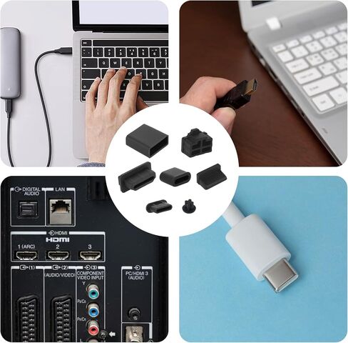 50 pcs 7 أنواع غطاء قابس USB الغبار ، سليكون USB C غبار المقابس المقاومة للهواتف المحمولة لـ USB-A أنثى/ذكر ، Type-C ، HDMI ، 3.5 ملم سماعة الرأس ، RJ45 Ethernet Protector Stoppers in Saudi Arabia