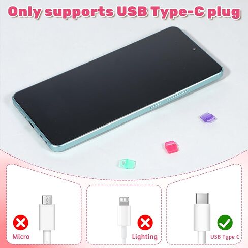 USB C Dust Plug, 30 Pcs Colorful Dust Plug Charm Type C Charging Port Cover USB Cover Cap Plastic Plugs Protector Cap with Hanging Hole Compatible with All Type-C Devices Phones Earphones Laptops in Saudi Arabia