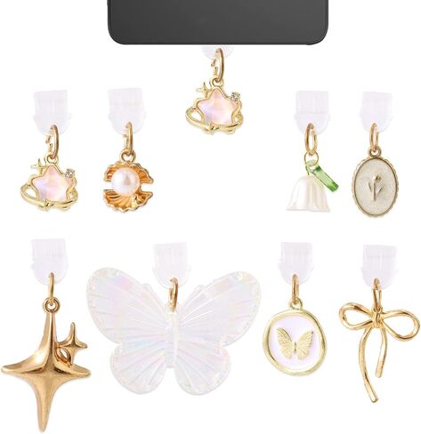 8pcs Colorful Dust Plug Charm for Type C/USB C, 8 Styles Cute Anti-Dust Charging Port Protectors Compatible with Kindle, Phones & E-Readers in Saudi Arabia