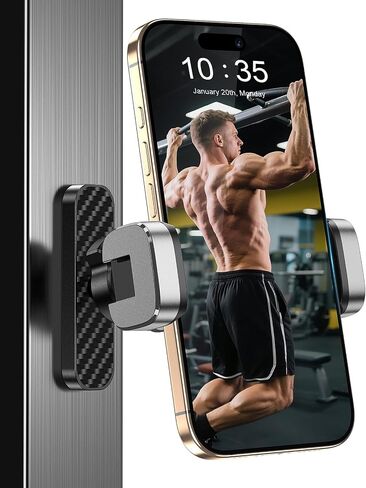 Gym Magnetic Phone Holder【Strong Magnets】- 360 Adjustable Magnetic Phone Mount, Phone Holder Gym Accessories for Men Women Compatible with All Smartphones 4.7-7" in Kuwait