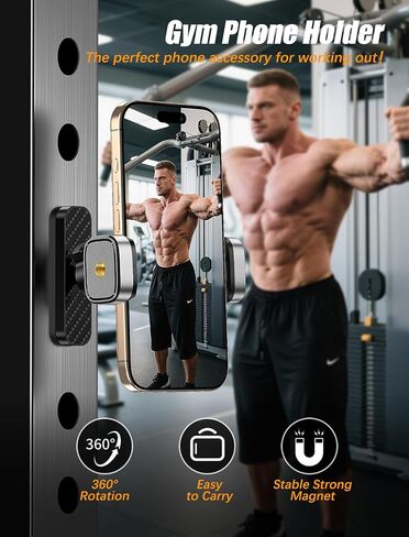 Gym Magnetic Phone Holder【Strong Magnets】- 360 Adjustable Magnetic Phone Mount, Phone Holder Gym Accessories for Men Women Compatible with All Smartphones 4.7-7" in Kuwait