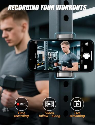 Gym Magnetic Phone Holder【Strong Magnets】- 360 Adjustable Magnetic Phone Mount, Phone Holder Gym Accessories for Men Women Compatible with All Smartphones 4.7-7" in Kuwait