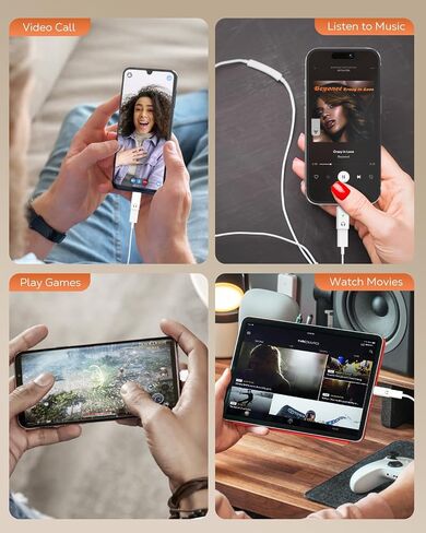 MoKo Lightning to USB C Adapter for Headphones with Line Control, Lightning to USB C Adapter Audio for iPhone 16e/iPhone 16/15 Pro Max Plus, Not for Charging/Data Transfer/Lavalier Mic/Speakers in Saudi Arabia