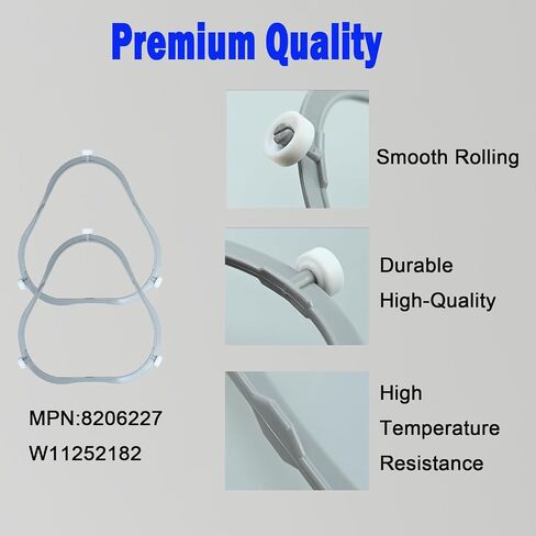 2pcs W11252182 8206227 حلقة دعم القرص الدوار الميكروويف لأجزاء فرن الميكروويف ويرلبول ، دعم صينية زجاجية متوافقة مع استبدال Amana Kenmore Oven W10435114 PS12584163 W10654906 in Saudi Arabia