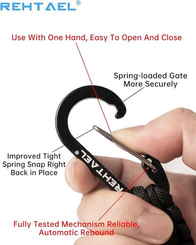 Carabiner Key Chain, Braided Paracord Rope Keychain Clip, Heavy Duty Keychain Lanyard for Backpack Camping Hiking in Kuwait