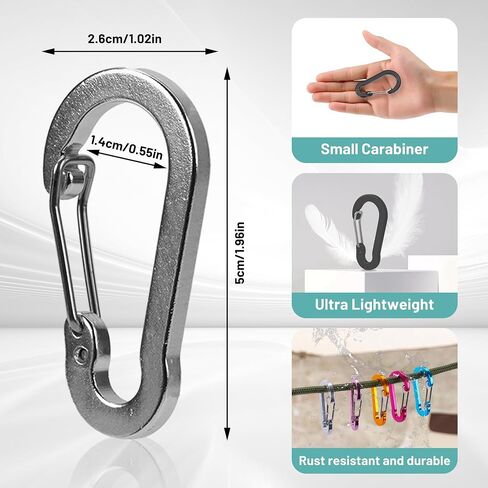مقاطع carabiner من الألومنيوم متعددة الحزم ، 2 "ربيع خفيفة للغاية وقفل للمفاتيح والمشي لمسافات طويلة والأنشطة الخارجية in Saudi Arabia