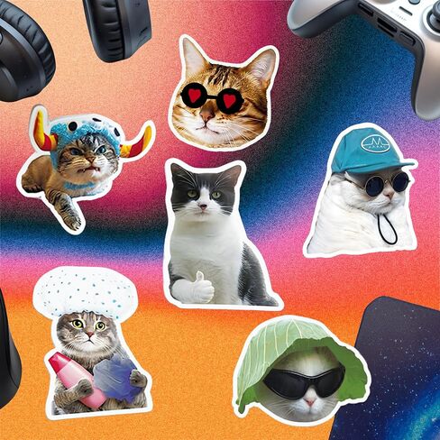 Kathy & Jiggs 100 Funny Cat Meme Stickers - شارات الفينيل المضادة للماء (2-3 بوصة) للمجلة ، الكمبيوتر المحمول ، زجاجة ماء ، لوح التزلج ، الأمتعة - هدية Kawaii للأطفال ، المراهقين ، البالغين in Kuwait