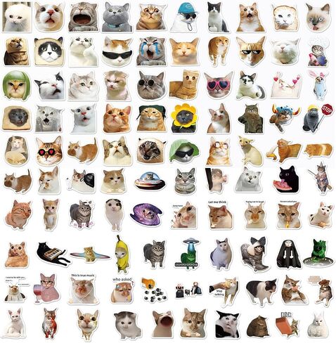 Kathy & Jiggs 100 Funny Cat Meme Stickers - شارات الفينيل المضادة للماء (2-3 بوصة) للمجلة ، الكمبيوتر المحمول ، زجاجة ماء ، لوح التزلج ، الأمتعة - هدية Kawaii للأطفال ، المراهقين ، البالغين in Kuwait