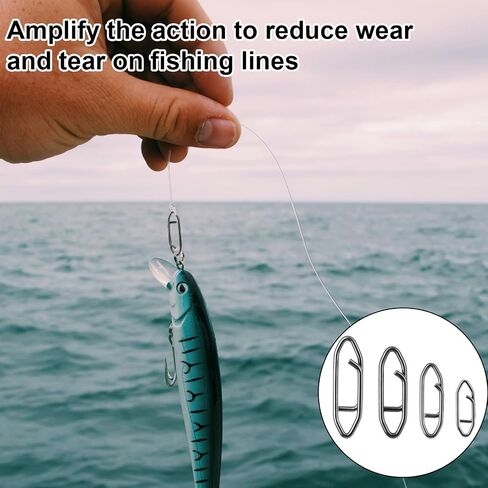 200pcs Fishing Power Speed Clips, Black High Strength Stainless Steel Connector Swivels Snaps Tackle Quick Change Lure for Freshwater & Saltwater (SS/S/M/L 50pcs Each) in Saudi Arabia