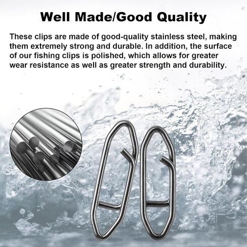 200pcs Fishing Power Speed Clips, Black High Strength Stainless Steel Connector Swivels Snaps Tackle Quick Change Lure for Freshwater & Saltwater (SS/S/M/L 50pcs Each) in Saudi Arabia