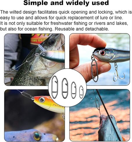 200pcs Fishing Power Speed Clips, Black High Strength Stainless Steel Connector Swivels Snaps Tackle Quick Change Lure for Freshwater & Saltwater (SS/S/M/L 50pcs Each) in Saudi Arabia