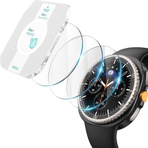 MISXI [واقي شاشة زجاجي مزدحمة من 3 عبوات مع مجموعة أدوات محاذاة تلقائية ، متوافقة مع Samsung Galaxy Watch 8 Classic 46mm ، حماية عازلة للغاية لـ Galaxy Watch8 Classic ، Clear in Kuwait