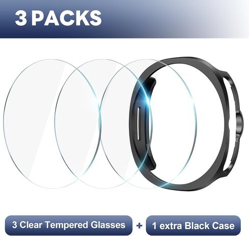 MISXI [واقي شاشة زجاجي مزدحمة من 3 عبوات مع مجموعة أدوات محاذاة تلقائية ، متوافقة مع Samsung Galaxy Watch 8 Classic 46mm ، حماية عازلة للغاية لـ Galaxy Watch8 Classic ، Clear in Kuwait