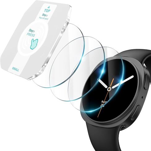 MISXI [واقي شاشة زجاجي مزدحمة من 3 عبوات مع مجموعة أدوات محاذاة تلقائية ، متوافقة مع Samsung Galaxy Watch 8 Classic 46mm ، حماية عازلة للغاية لـ Galaxy Watch8 Classic ، Clear in Kuwait