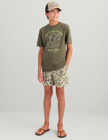 HUK Unisex Kid's Short Sleeve Performance Tee, Fishing T-Shirt, Off The Water-Baked Clay, Medium in Kuwait