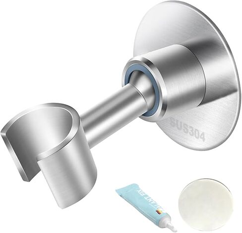 Shower Head Holder 360° Adjustable Handheld Bathroom Shower Head Bracket SUS304 Stainless Steel Wall Mount Shower Spray Holder No Drill Adhesive Mount Handheld Shower Head Holder Brushed Finish in Saudi Arabia