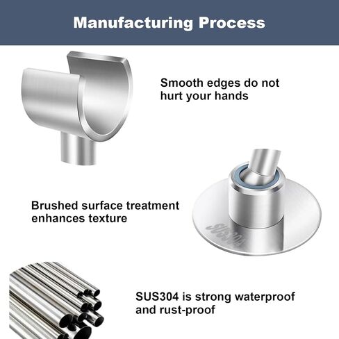 Shower Head Holder 360° Adjustable Handheld Bathroom Shower Head Bracket SUS304 Stainless Steel Wall Mount Shower Spray Holder No Drill Adhesive Mount Handheld Shower Head Holder Brushed Finish in Saudi Arabia